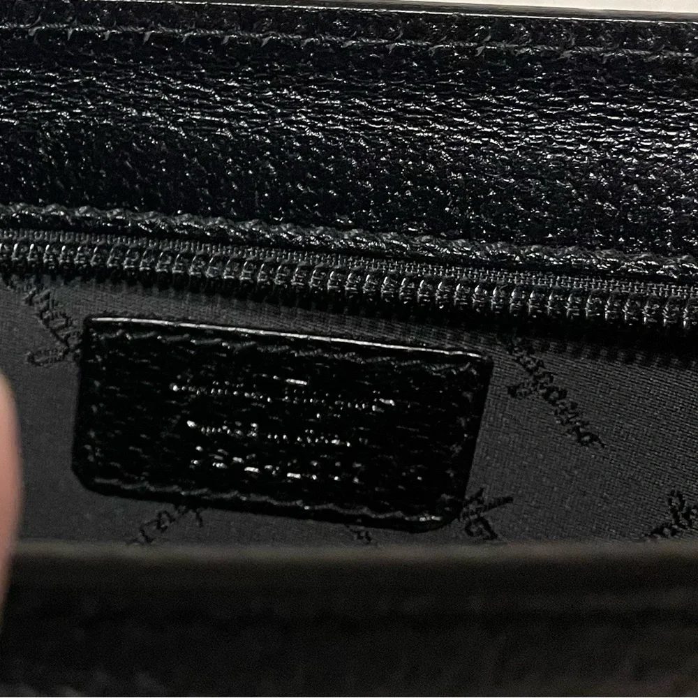 Ferragamo Authentic Vintage BLACK Wristlet with Gold Detail - Picture 6 of 8